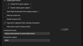 Screenshot of general settings in XSplit broadcaster