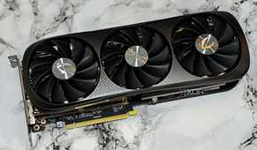 An image showing the Zotac Gaming GeForce RTX 4070 Super GPU kept on a table.