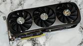 An image showing the Zotac Gaming GeForce RTX 4070 Super GPU kept on a table.