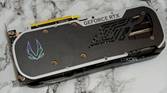 An image showing the backplate of the Zotac Gaming GeForce RTX 4070 Super Trinity Black Edition GPU.