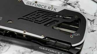 An image showing a Zotac Gaming GeForce RTX 4070 Super Trinity Black Edition GPU's backplate and heatsink.