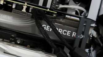 An image showing a Zotac Gaming GeForce RTX 4070 Super Trinity Black Edition GPU installed on a computer.power.