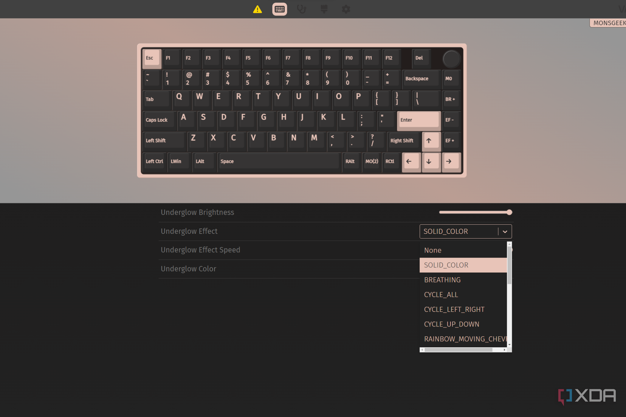 Image showing lighting controls in VIA