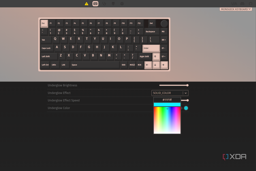 Image showing lighting controls in VIA