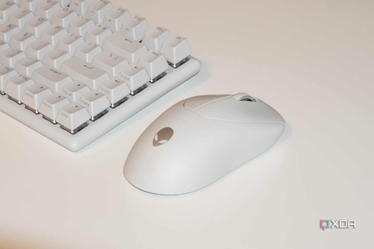 The Alienware Pro Gaming Mouse next to an Alienware keyboard.