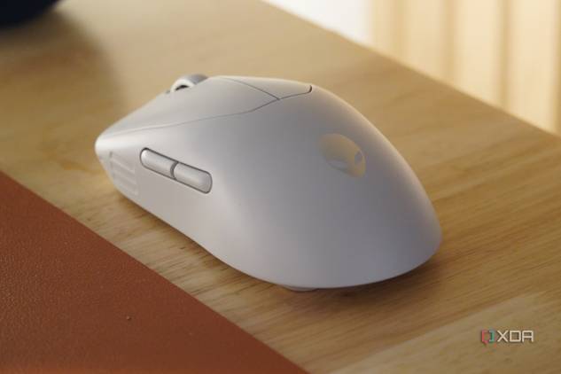 The Alienware Pro Gaming mouse on the side of a desk.
