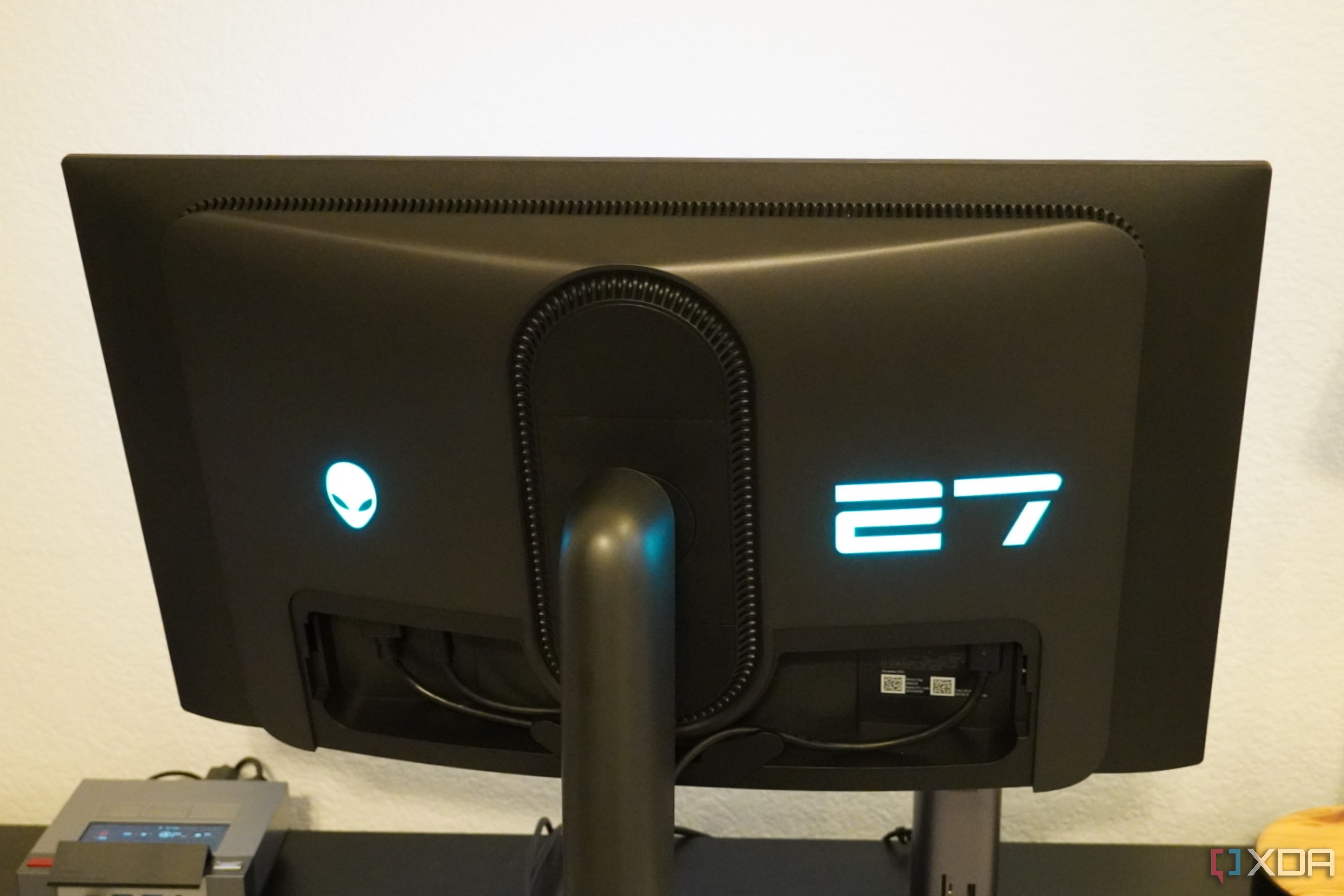 The back of the Alienware monitor.