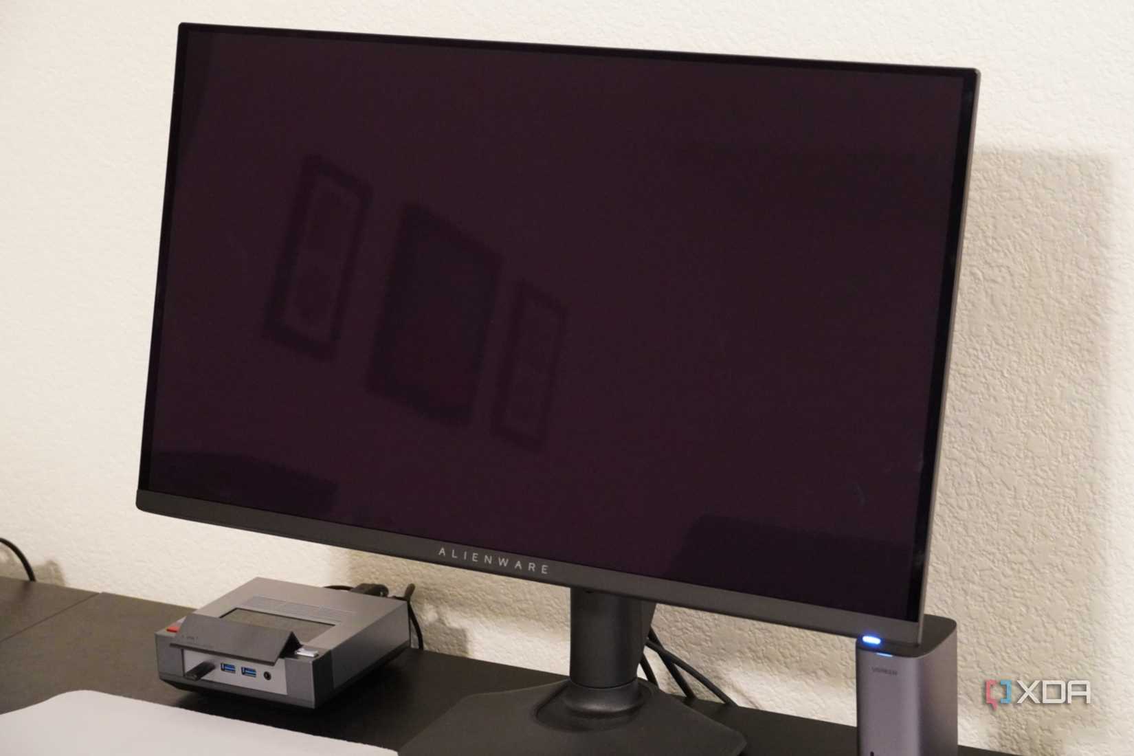 The Alienware QD-OLED 27 with the display off. 