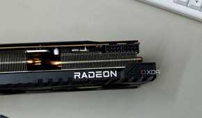 An image showing the Radeon branding on the ASRock Challenger RX 7700 XT GPU.