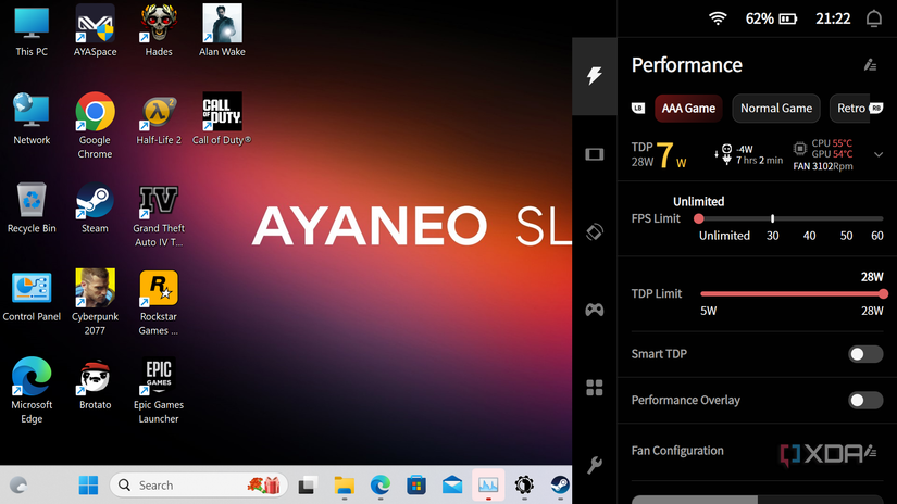 Ayaneo Slide desktop with AYASpace