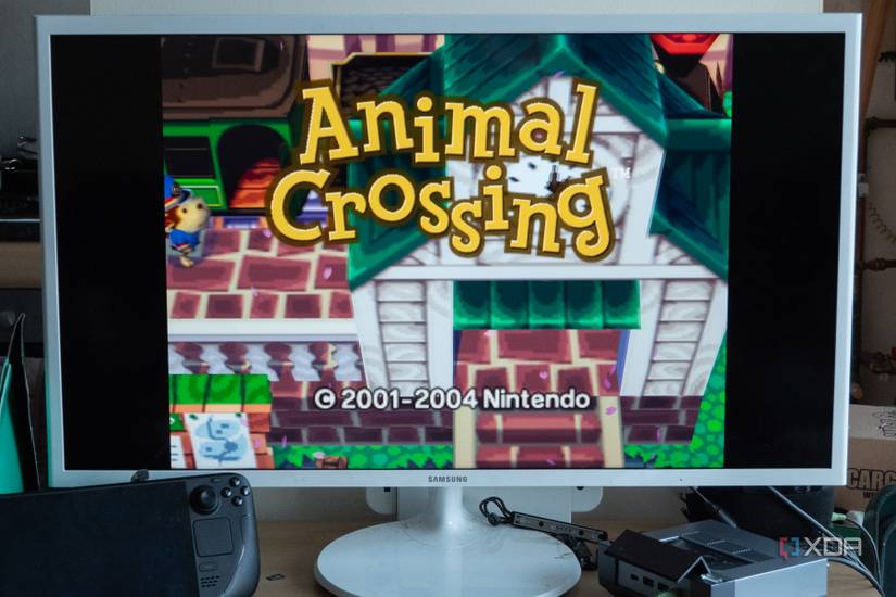 Running Animal Crossing GameCube on Batocera, showing it on a TV