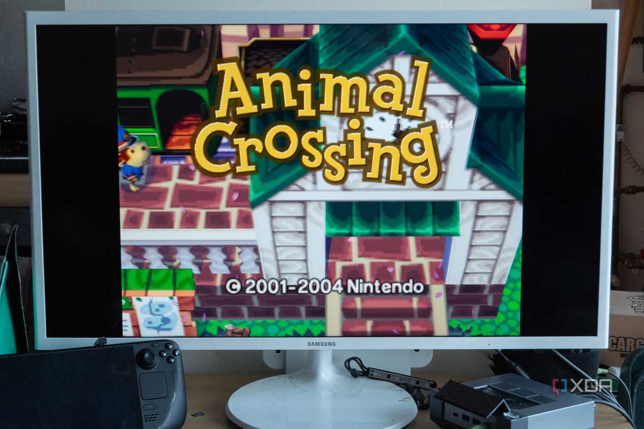 Running Animal Crossing GameCube on Batocera, showing it on a TV
