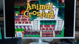 Running Animal Crossing GameCube on Batocera, showing it on a TV