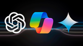 ChatGPT, Copilot, and Gemini logo on a background with a weave