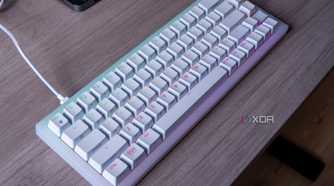 Angled view of the Cherry Xtrfy K5V2 on a desk
