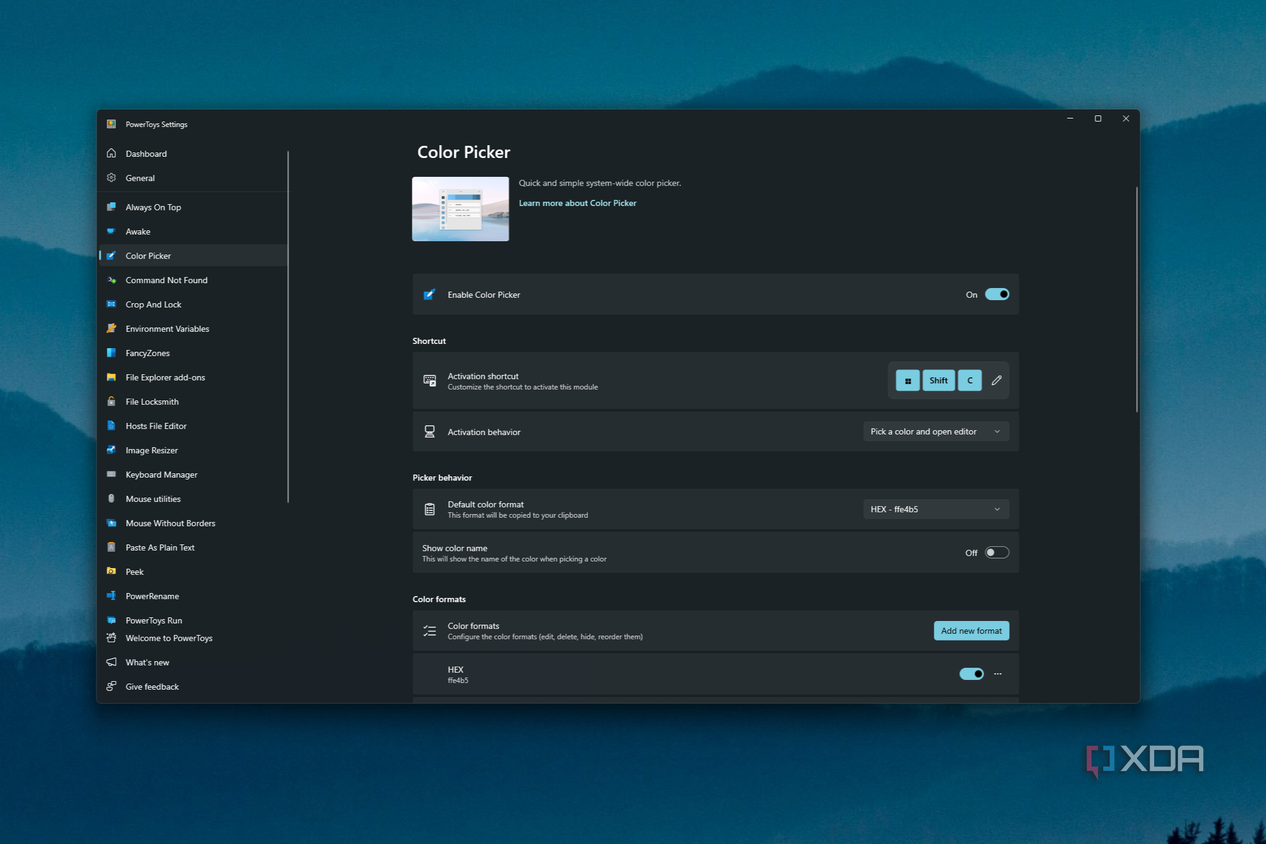 Screenshot of color picker in PowerToys