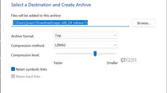 Screenshot of Windows 11 compression wizard