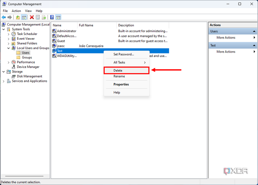 How to delete a user account on Windows 11
