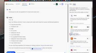 Windows 11 screenshot that shows a Copilot conversation in which Copilot is listing ingredients and giving a link to order said ingredients.