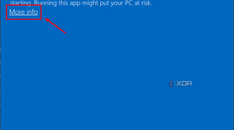 Screenshot of Microsoft Defender SmartScreen prompt blocking an app form running