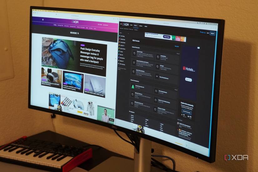 A sample productivity workflow on the Dell UltraSharp 34 monitor.