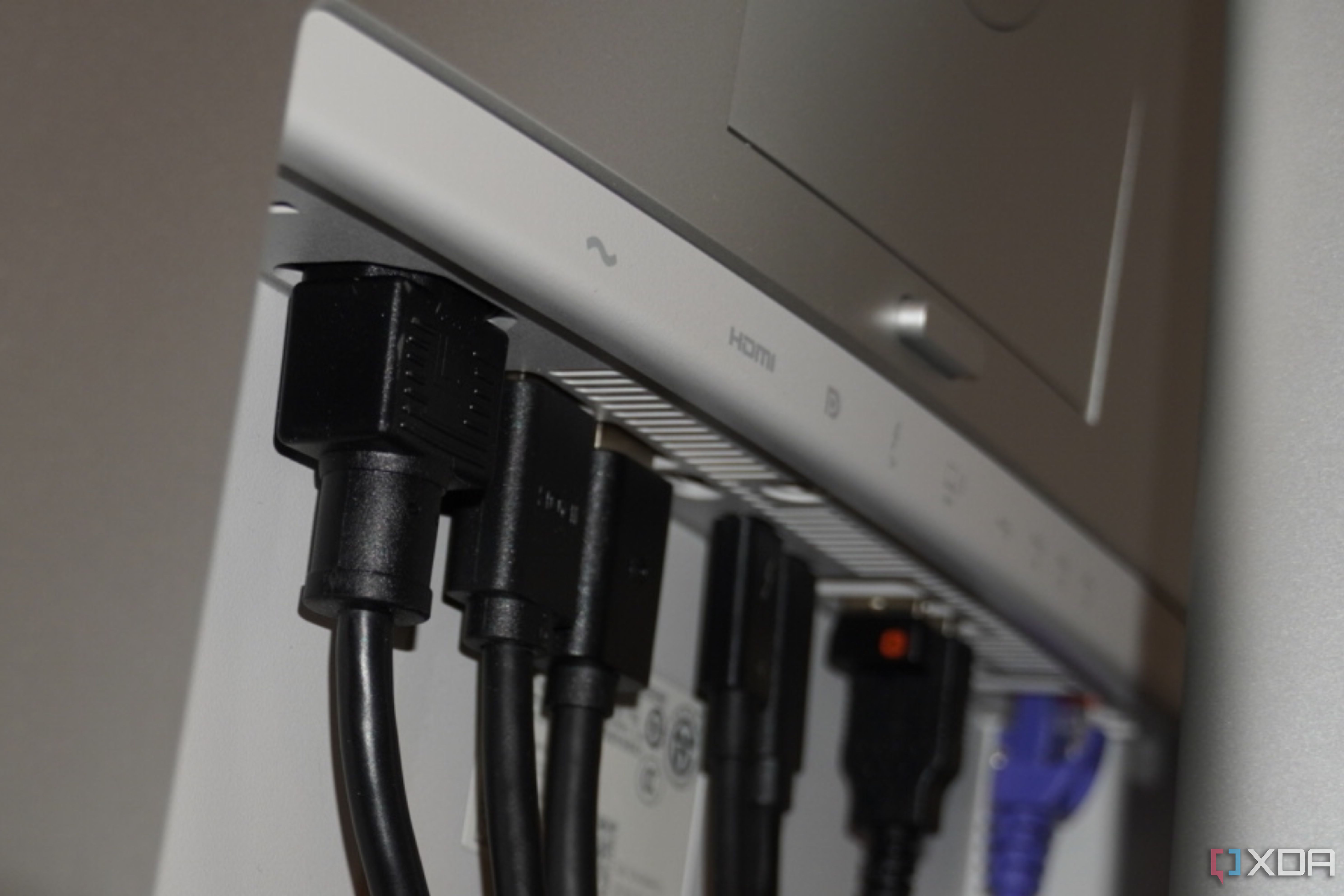 Cables coming out of the Dell UltraSharp 34 monitor.