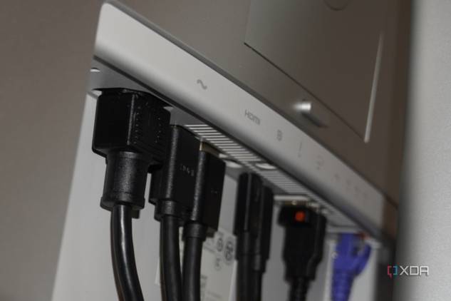 Cables coming out of the Dell UltraSharp 34 monitor.