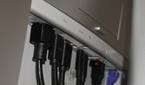 Cables coming out of the Dell UltraSharp 34 monitor.