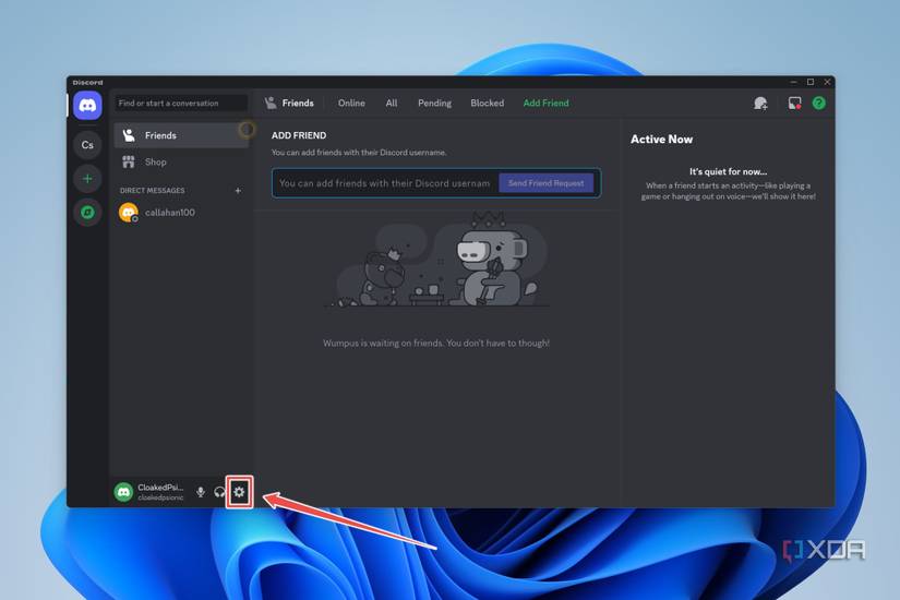 The Settings icon of the Discord app