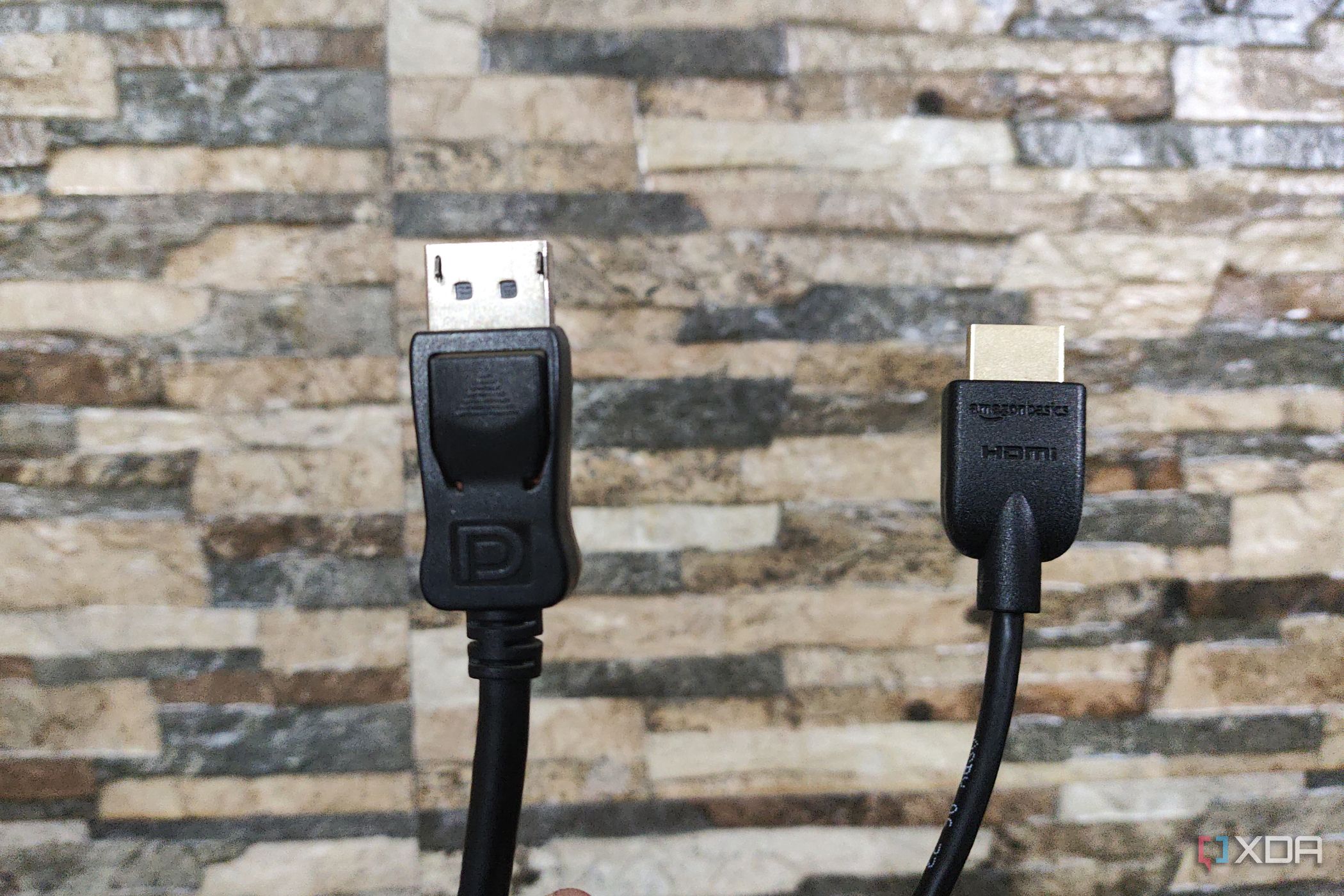 A DisplayPort cable and an HDMI cable