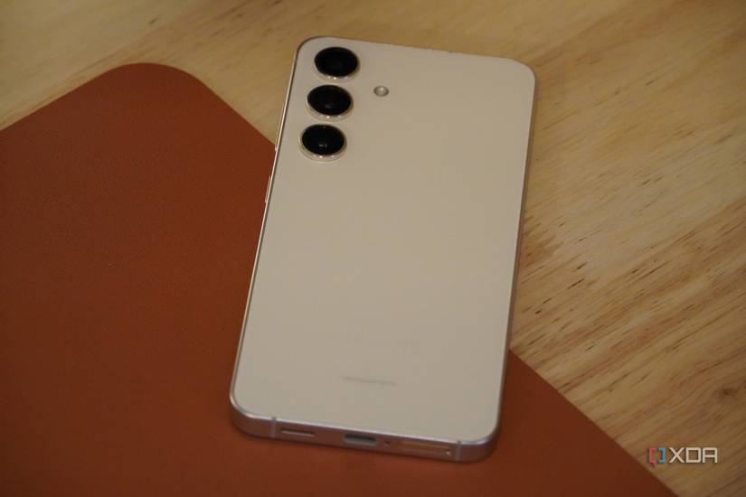 The Galaxy S24 face down on a desk.
