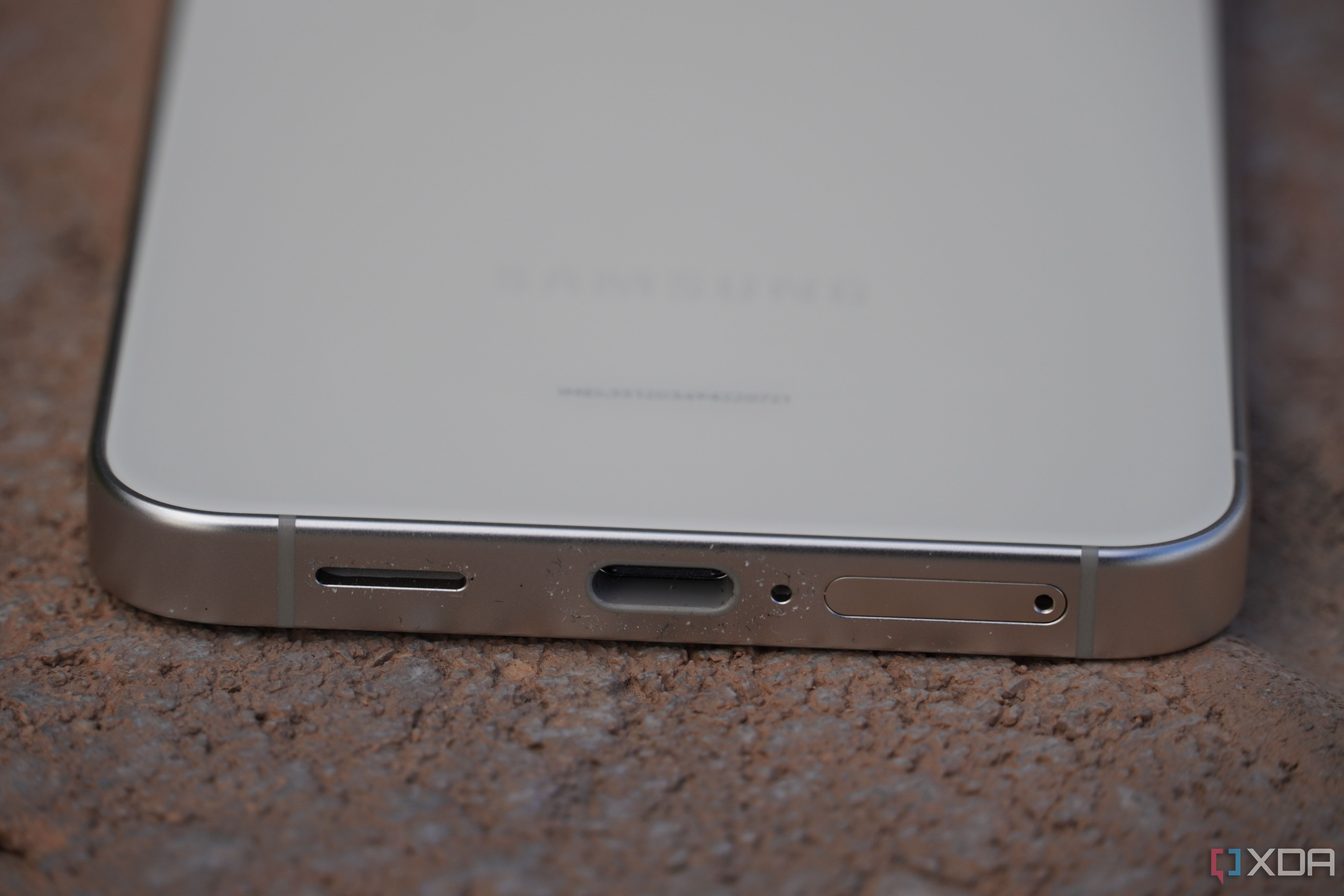 The USB-C port on a Samsung Galaxy S24.