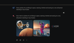 Asking Gemini Advanced to make an image of "a cat flying in space, wearing a helmet and waving at a very tall person standing on top of pluto"