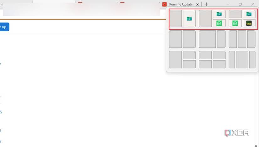 snap layout suggestion on Windows