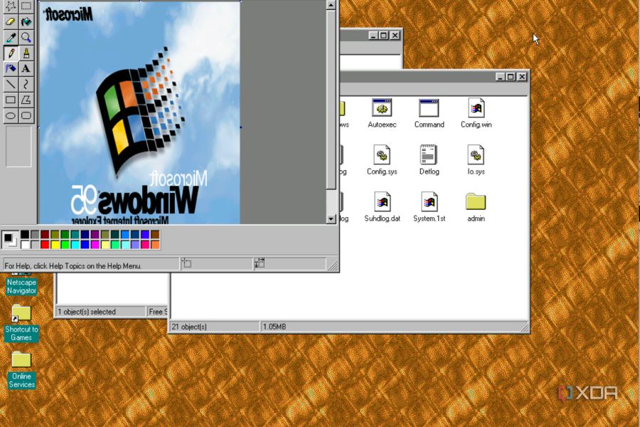 A flipped Windows 95 logo