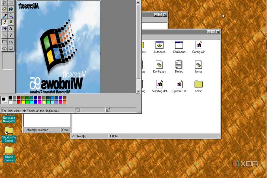 A flipped Windows 95 logo