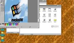 A flipped Windows 95 logo