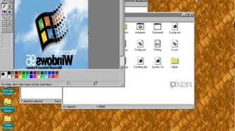 A flipped Windows 95 logo