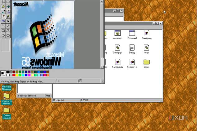 A flipped Windows 95 logo