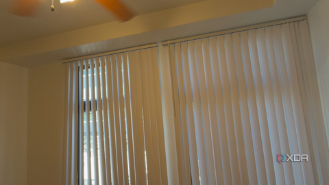 Passthrough of window blinds on Apple Vision Pro.