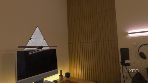 Passthrough of a desk setup on Apple Vision Pro.