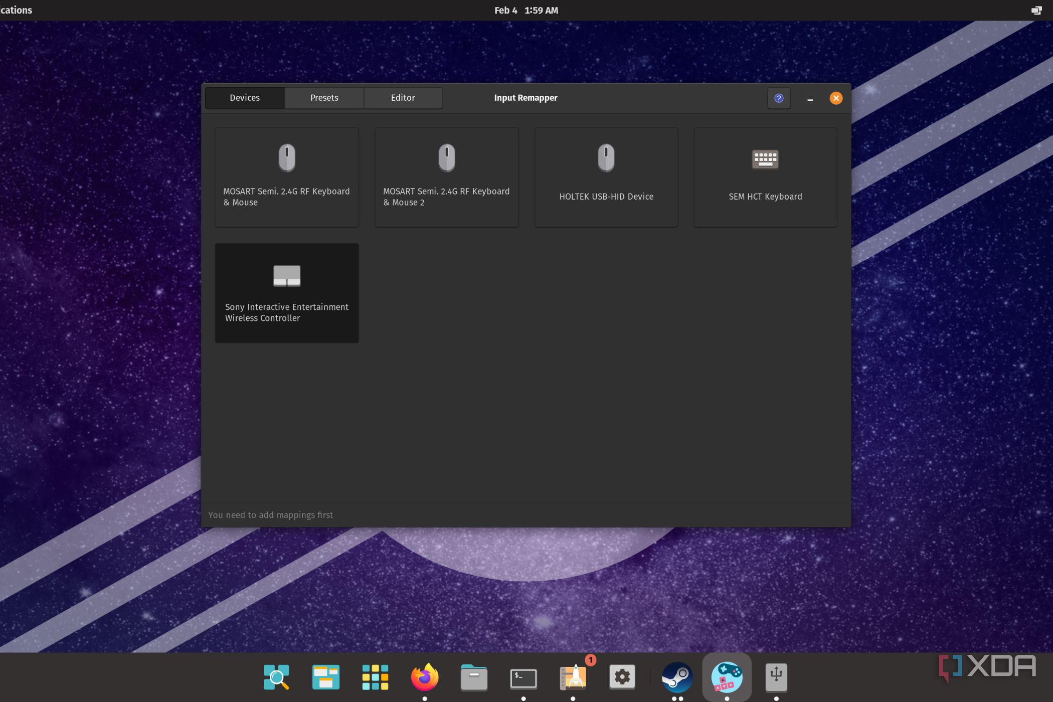 A screenshot of Input Remapper in Pop_OS!