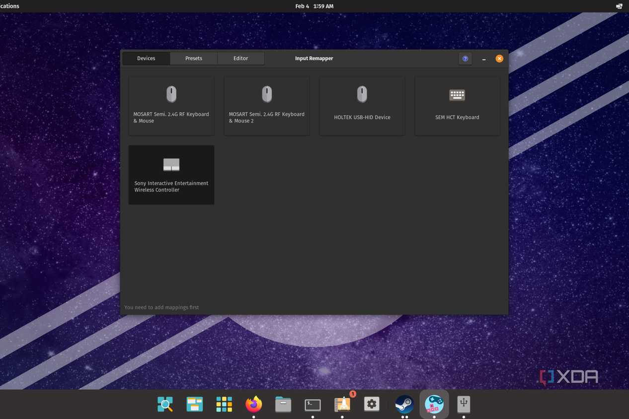 A screenshot of Input Remapper in Pop_OS!
