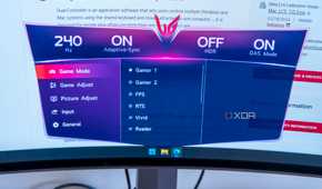 Close-up of the OSD menu on the LG UltraGear 45GR95QE