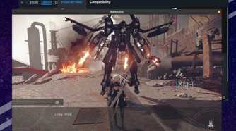 A screenshot of Nier Automata running on Linux