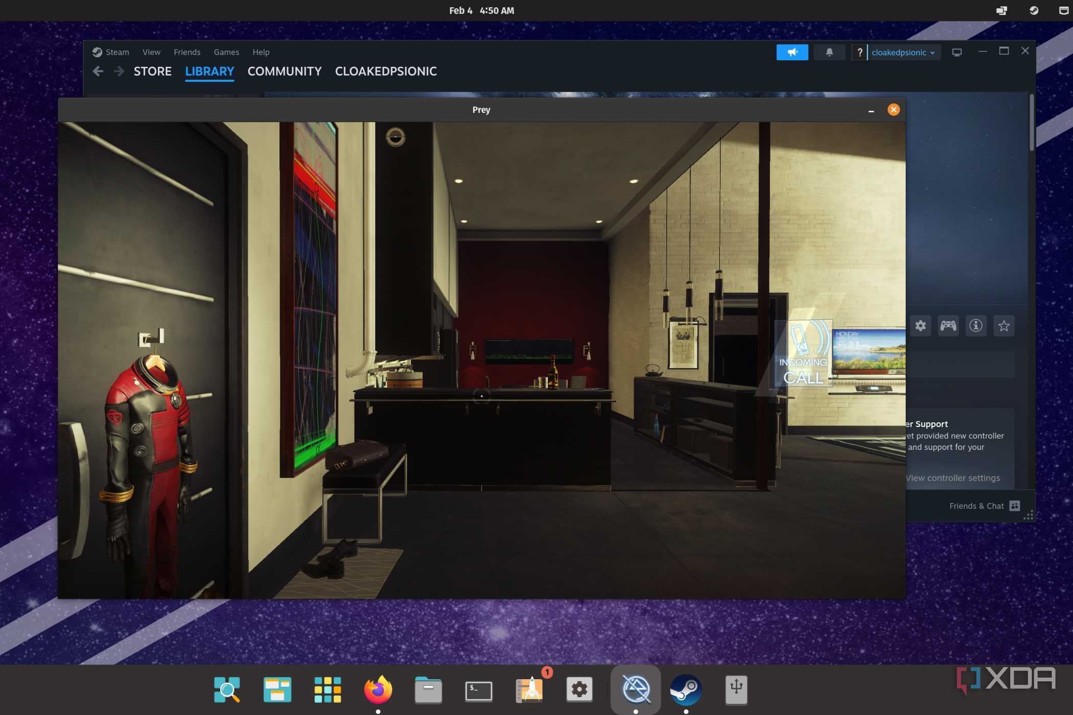 A screenshot of Prey running on Pop_OS! using Proton