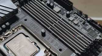 An image showing the memory slots on a motherboard.