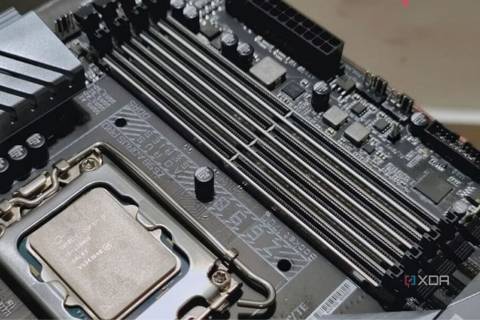 An image showing the memory slots on a motherboard.