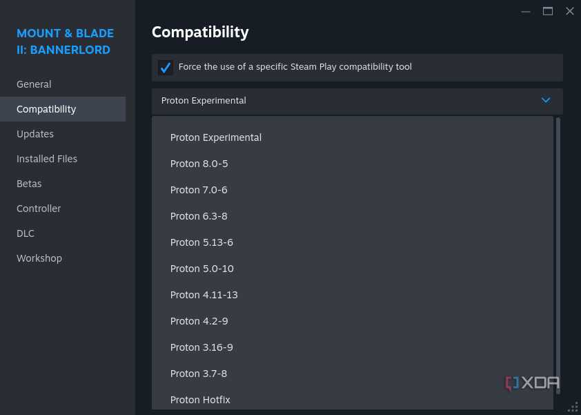 Changing Proton version in Steam