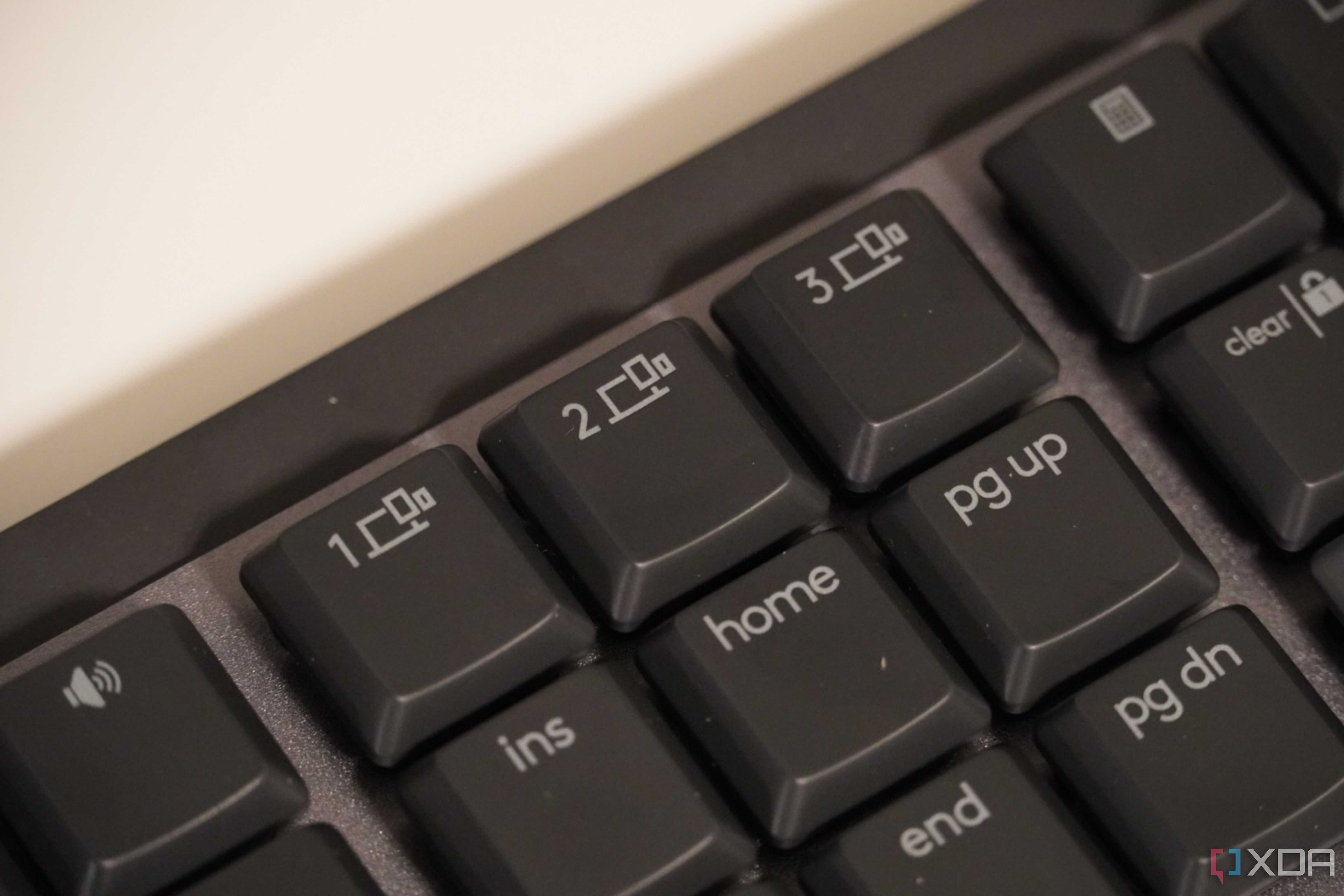 The device switching buttons on the MX Mechanical keyboard.